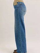 Judy Blue Column & Cord Midrise Straight Jeans with Corduroy-Women's Jeans-Shop Z & Joxa