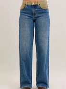 Judy Blue Column & Cord Midrise Straight Jeans with Corduroy-Women's Jeans-Shop Z & Joxa