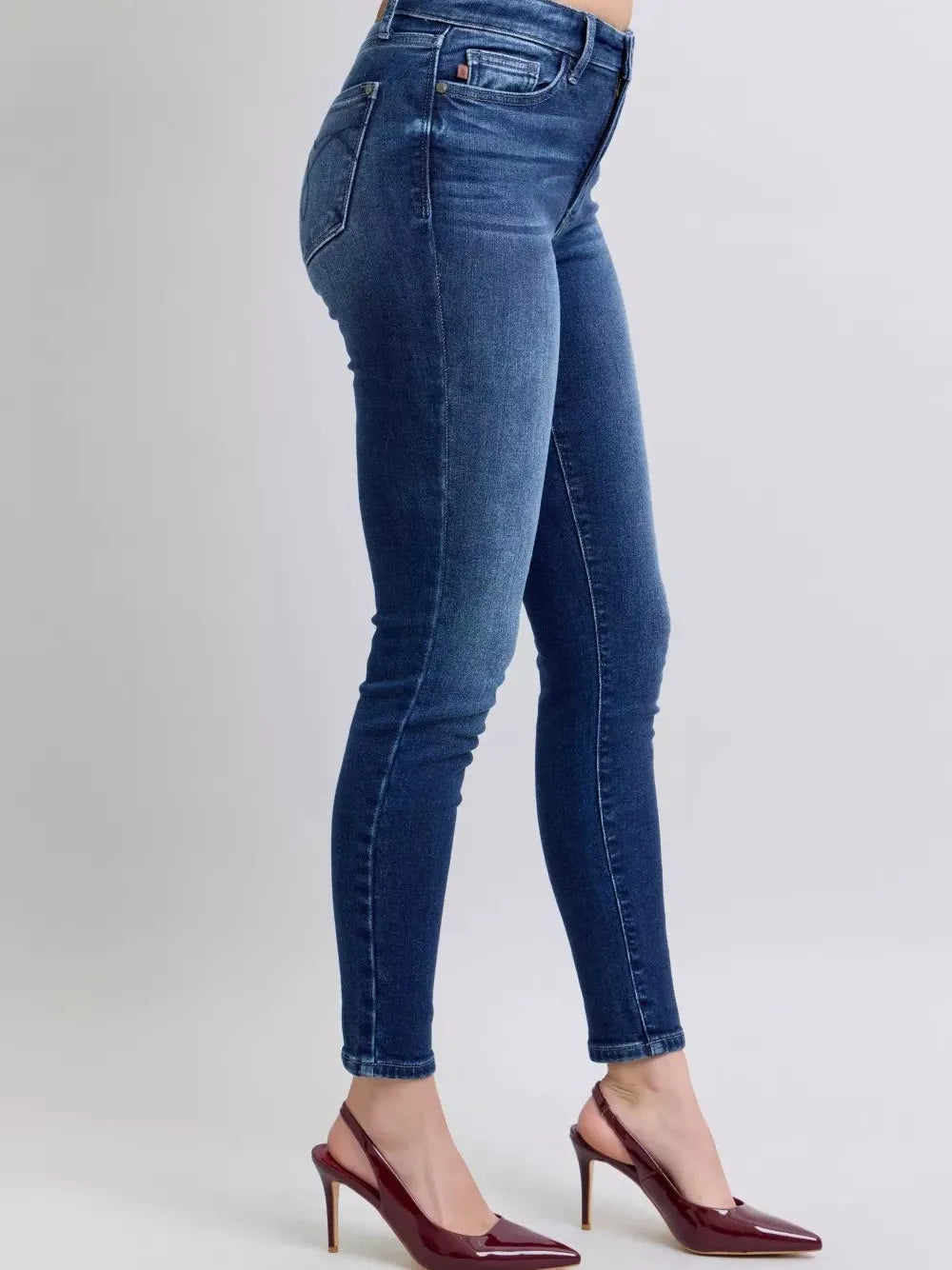 Judy Blue Cozy Curve Stone Washed Thermal Skinny Jeans-Women's Jeans-Shop Z & Joxa