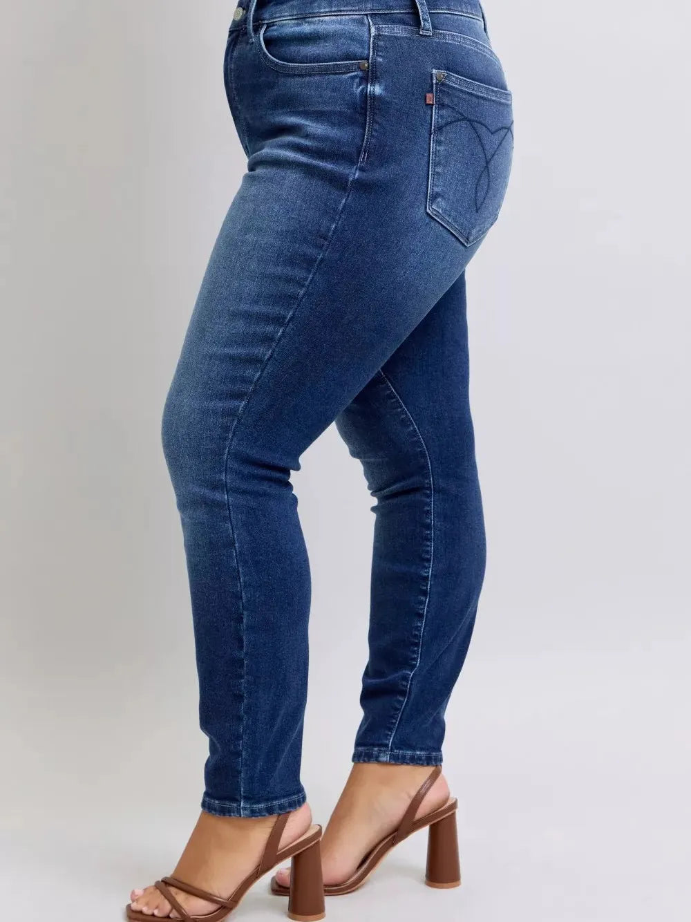 Judy Blue Cozy Curve Stone Washed Thermal Skinny Jeans-Women's Jeans-Shop Z & Joxa