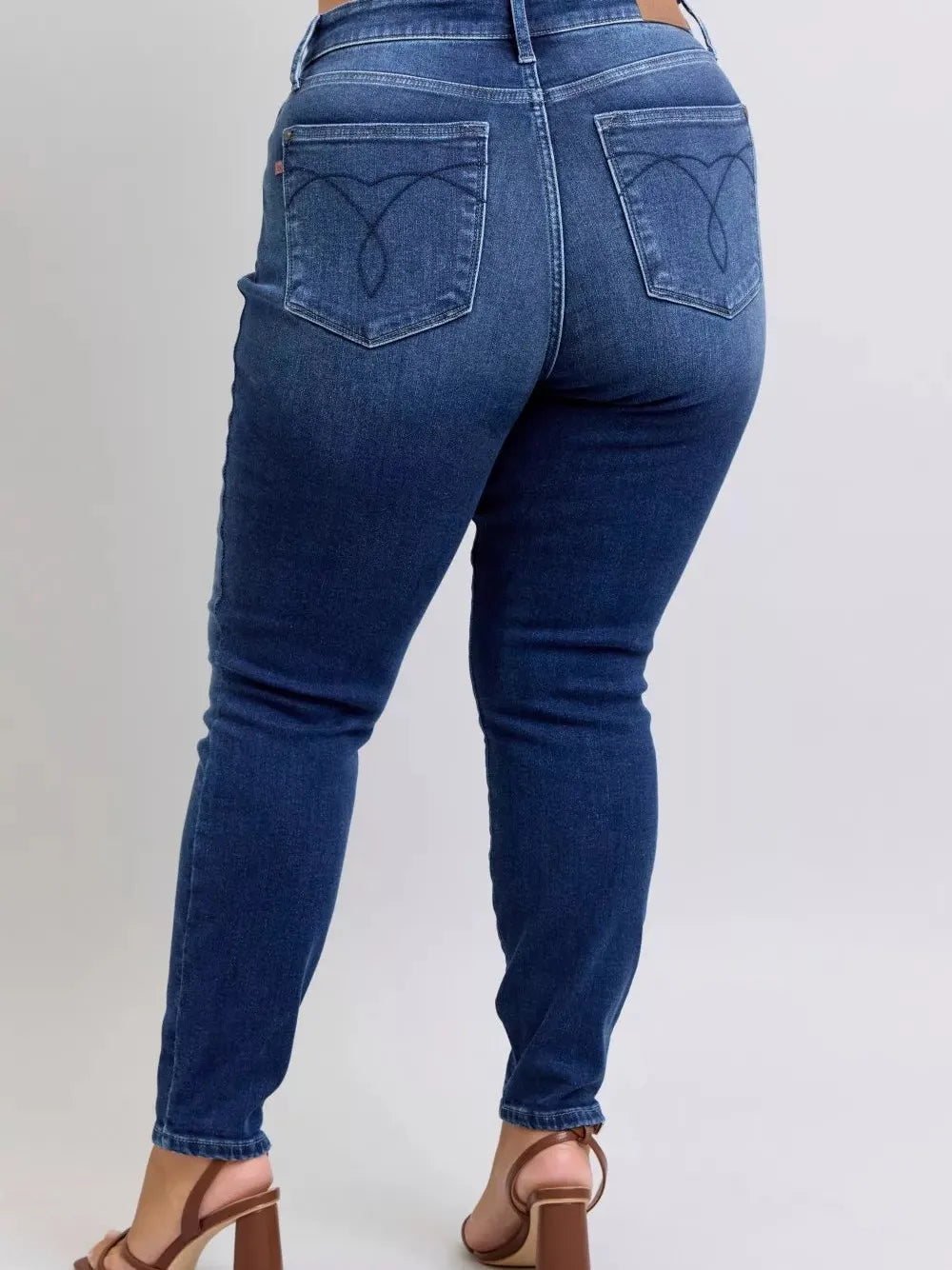 Judy Blue Cozy Curve Stone Washed Thermal Skinny Jeans-Women's Jeans-Shop Z & Joxa