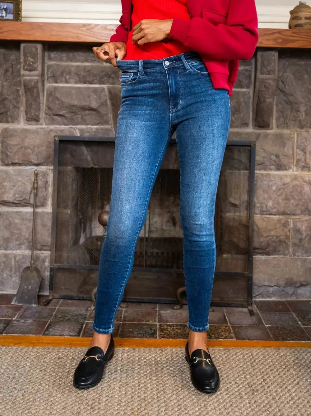 Judy Blue Cozy Curve Stone Washed Thermal Skinny Jeans-Women's Jeans-Shop Z & Joxa