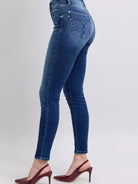 Judy Blue Cozy Curve Stone Washed Thermal Skinny Jeans-Women's Jeans-Shop Z & Joxa