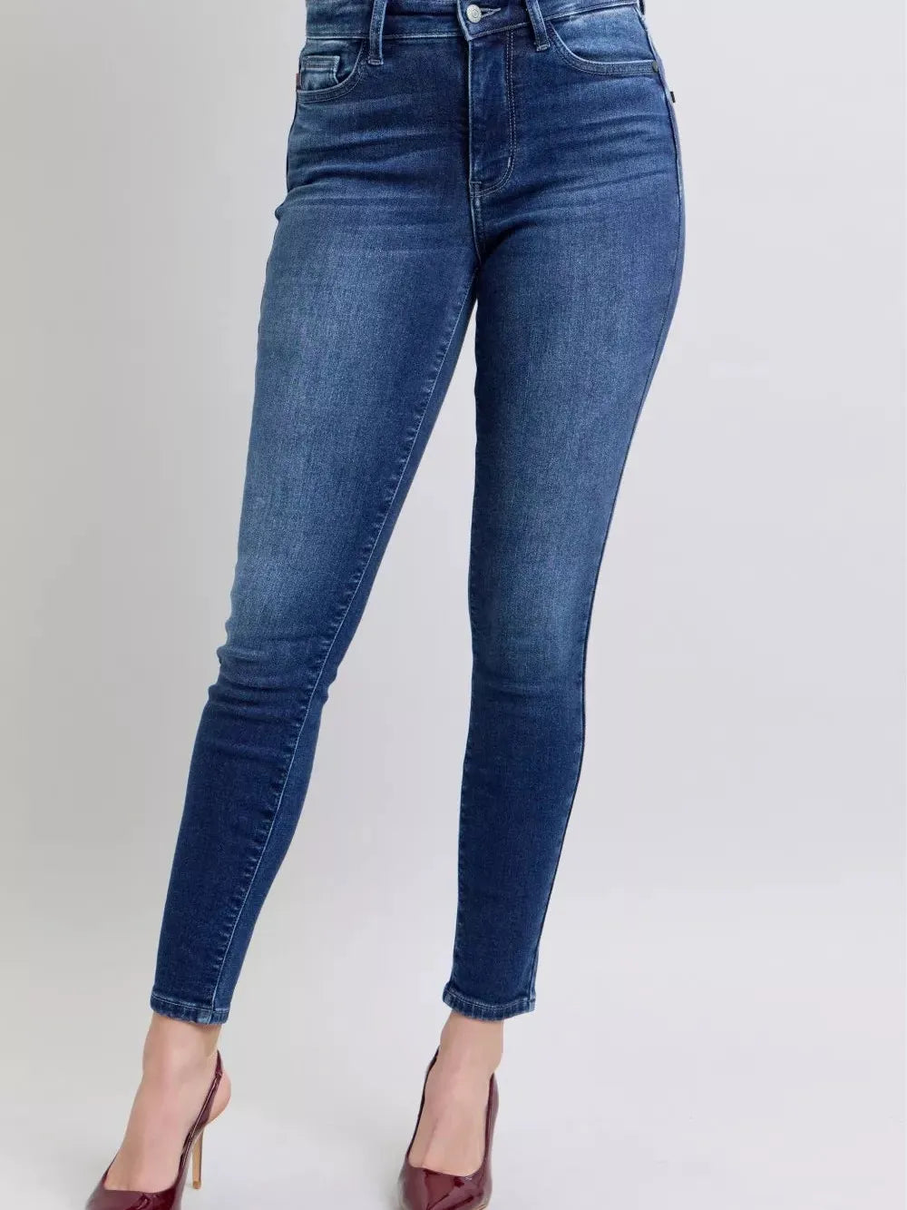 Judy Blue Cozy Curve Stone Washed Thermal Skinny Jeans-Women's Jeans-Shop Z & Joxa