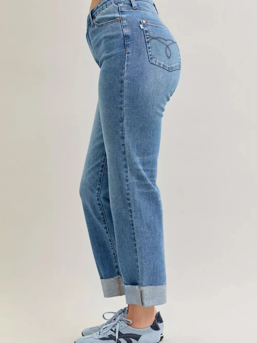 Judy Blue Criss and Kiss Highrise Criss-cross Boyfriend Jeans-Women's Jeans-Shop Z & Joxa