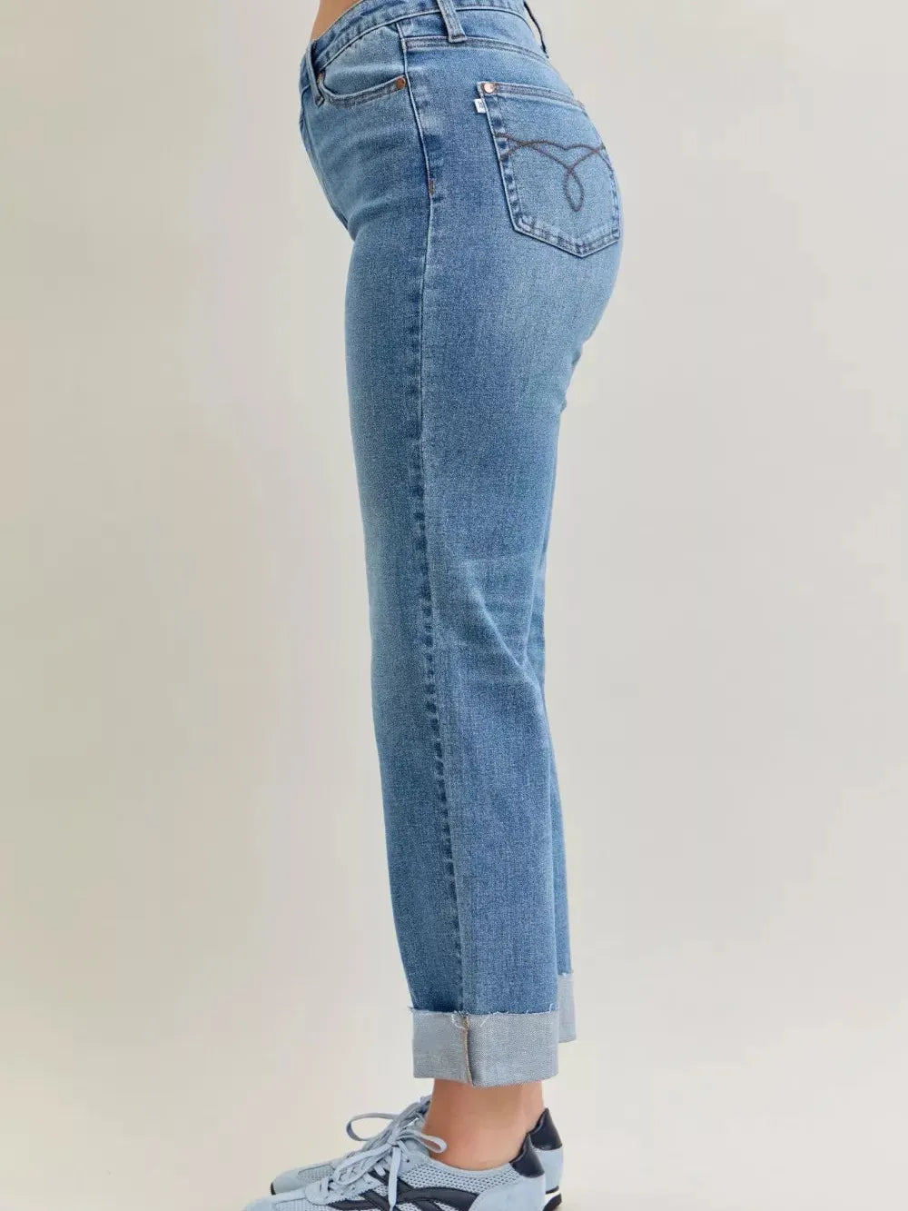 Judy Blue Criss and Kiss Highrise Criss-cross Boyfriend Jeans-Women's Jeans-Shop Z & Joxa