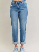 Judy Blue Criss and Kiss Highrise Criss-cross Boyfriend Jeans-Women's Jeans-Shop Z & Joxa