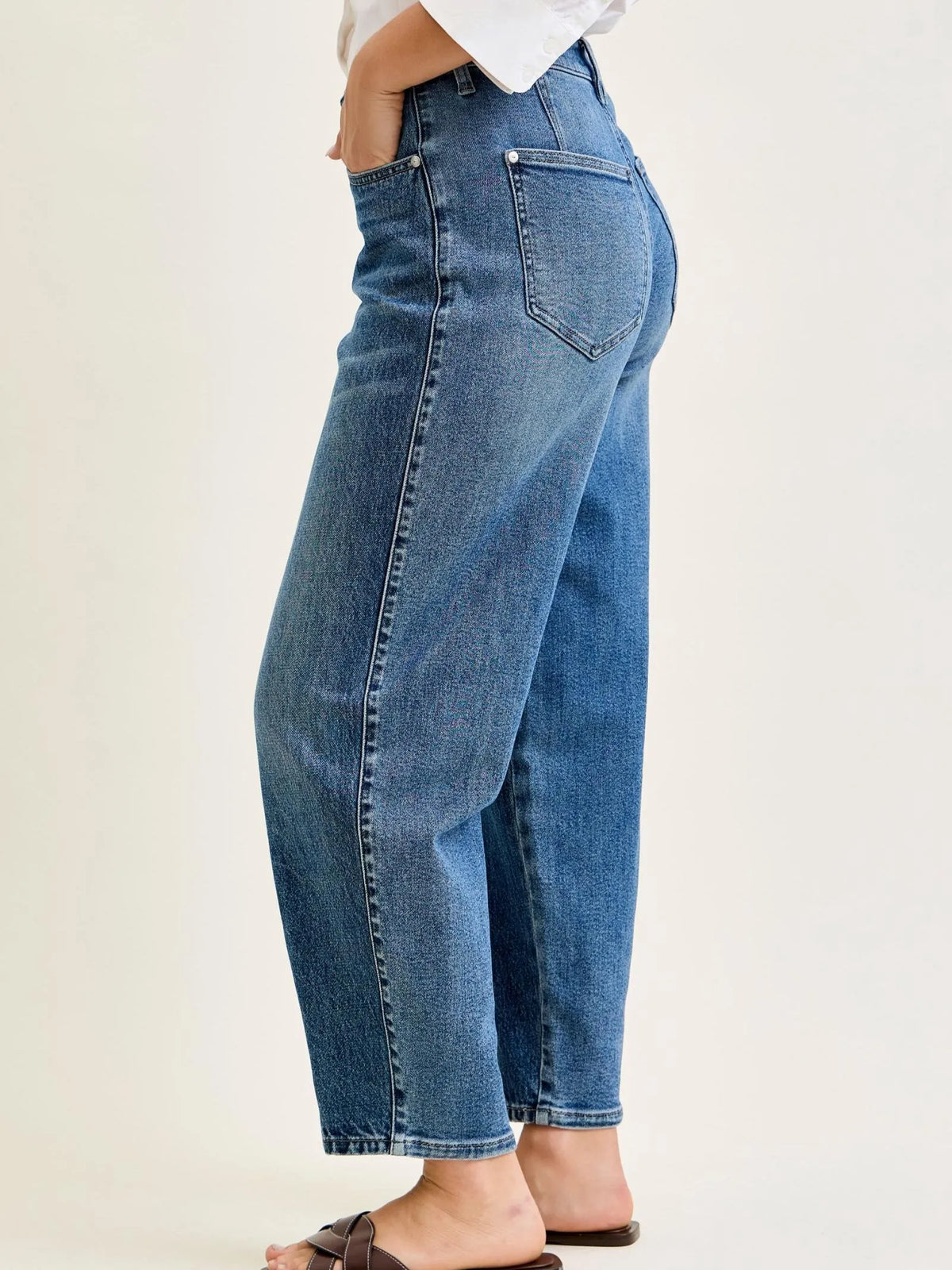 Judy Blue Curve Your Enthusiasm Rigid Magic Barrel Leg Jeans-Women's Jeans-Shop Z & Joxa