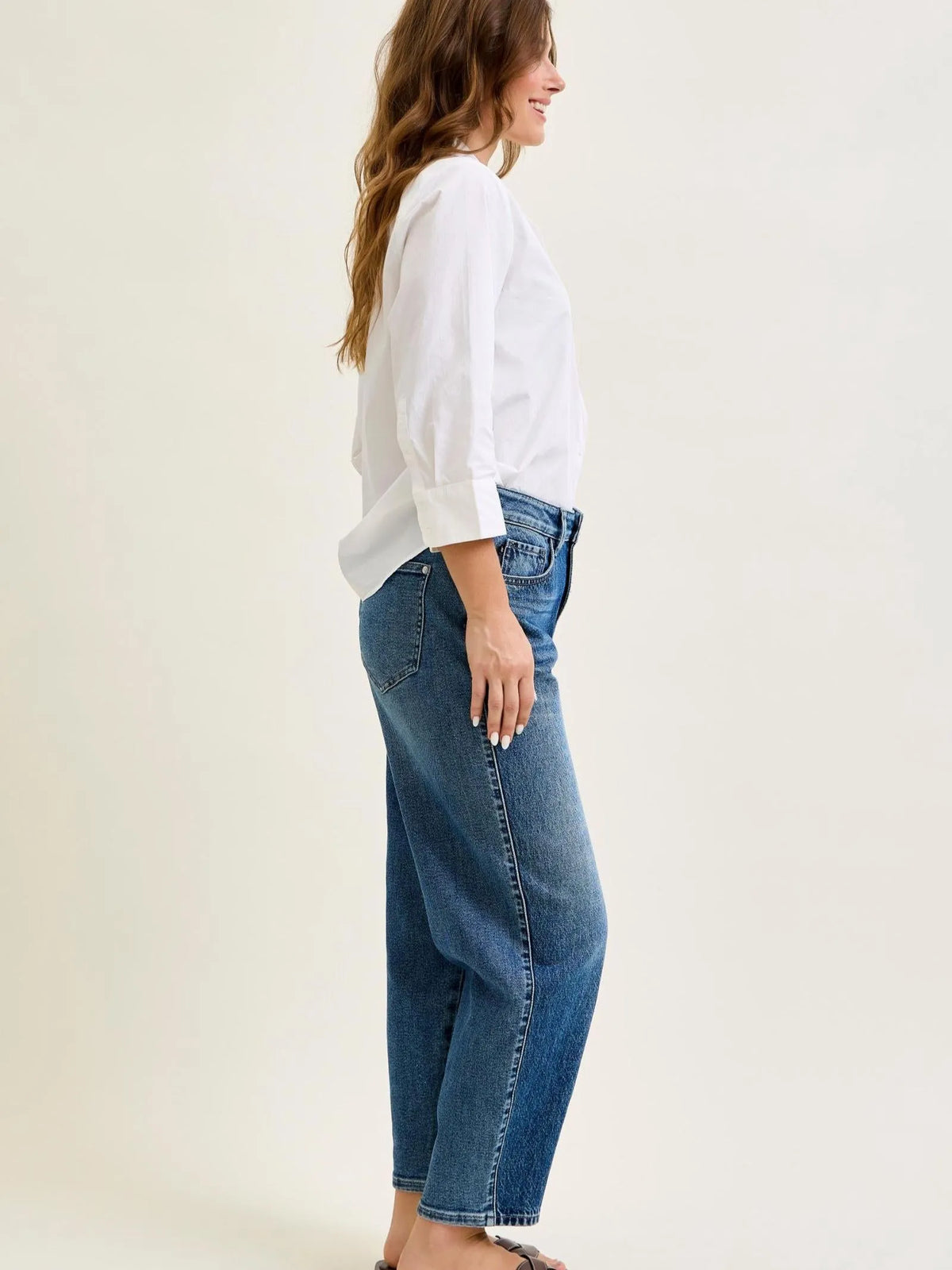 Judy Blue Curve Your Enthusiasm Rigid Magic Barrel Leg Jeans-Women's Jeans-Shop Z & Joxa