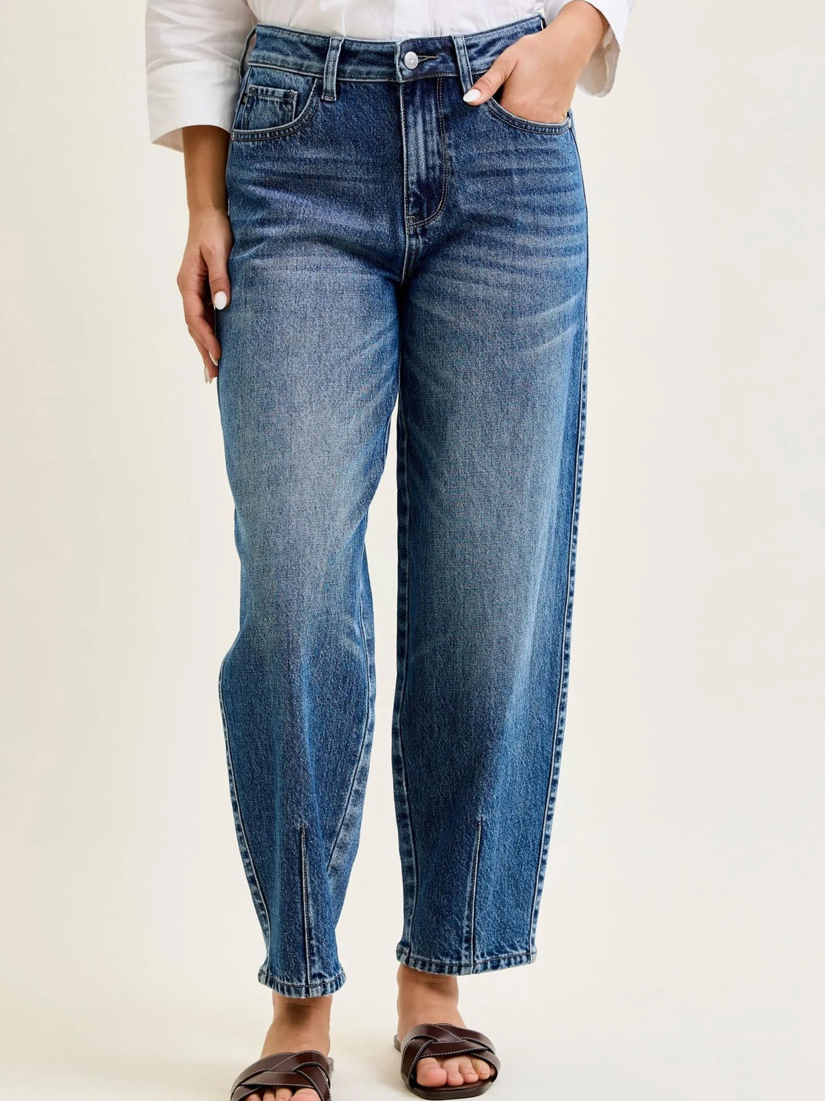 Judy Blue Curve Your Enthusiasm Rigid Magic Barrel Leg Jeans-Women's Jeans-Shop Z & Joxa