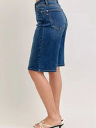 Judy Blue Dark Horizon High Rise Bermuda Denim Shorts-Women's Shorts-Shop Z & Joxa