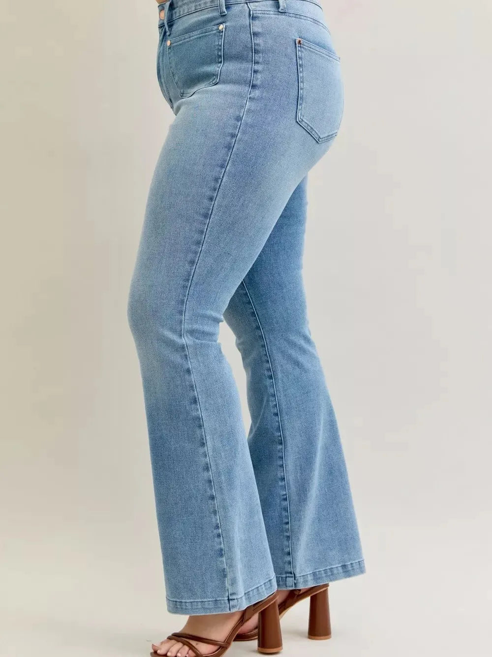 Judy Blue Denim Darling Mid Rise Bootcut Front Pocket Jeans-Women's Jeans-Shop Z & Joxa