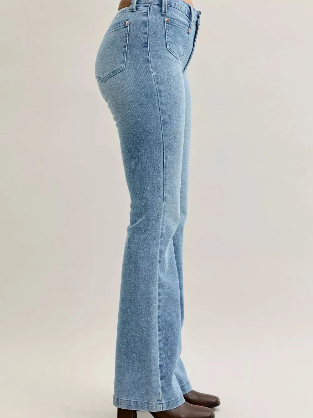 Judy Blue Denim Darling Mid Rise Bootcut Front Pocket Jeans-Women's Jeans-Shop Z & Joxa