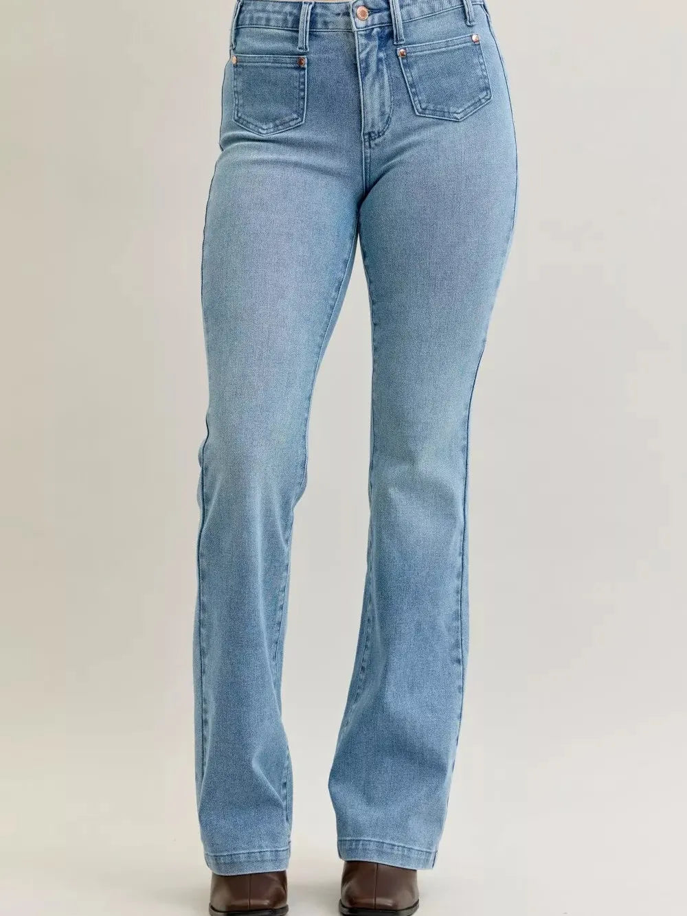 Judy Blue Denim Darling Mid Rise Bootcut Front Pocket Jeans-Women's Jeans-Shop Z & Joxa