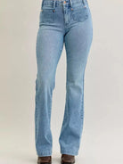 Judy Blue Denim Darling Mid Rise Bootcut Front Pocket Jeans-Women's Jeans-Shop Z & Joxa