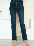 Judy Blue Distress and Impress Destroyed Hem Straight Jeans-Jeans-Shop Z & Joxa