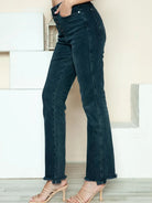 Judy Blue Distress and Impress Destroyed Hem Straight Jeans-Women's Jeans-Shop Z & Joxa