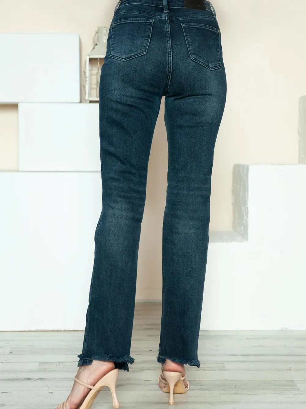Judy Blue Distress and Impress Destroyed Hem Straight Jeans-Women's Jeans-Shop Z & Joxa