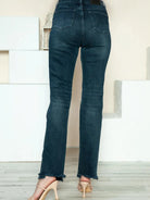 Judy Blue Distress and Impress Destroyed Hem Straight Jeans-Women's Jeans-Shop Z & Joxa