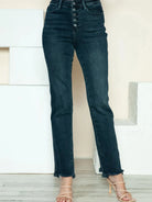 Judy Blue Distress and Impress Destroyed Hem Straight Jeans-Women's Jeans-Shop Z & Joxa
