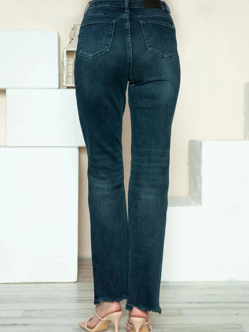 Judy Blue Distress and Impress Destroyed Hem Straight Jeans-Women's Jeans-Shop Z & Joxa