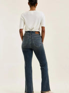Judy Blue Double Take High Rise Double Button Frayed Hem Jeans-Women's Jeans-Shop Z & Joxa