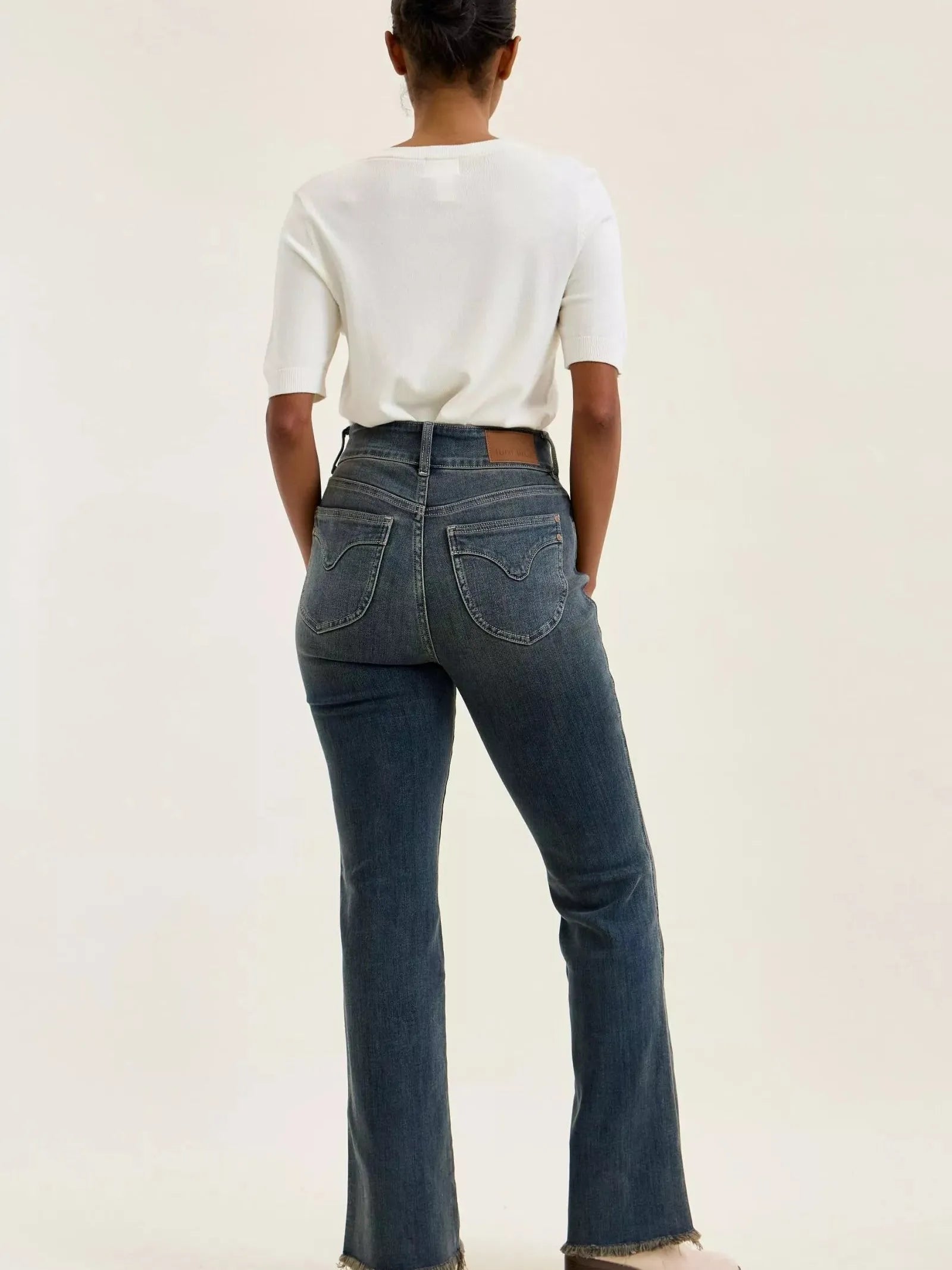 Judy Blue Double Take High Rise Double Button Frayed Hem Jeans-Women's Jeans-Shop Z & Joxa
