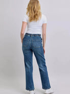 Judy Blue Draw the Line Drawstring Straight Jeans with Pockets-Women's Jeans-Shop Z & Joxa