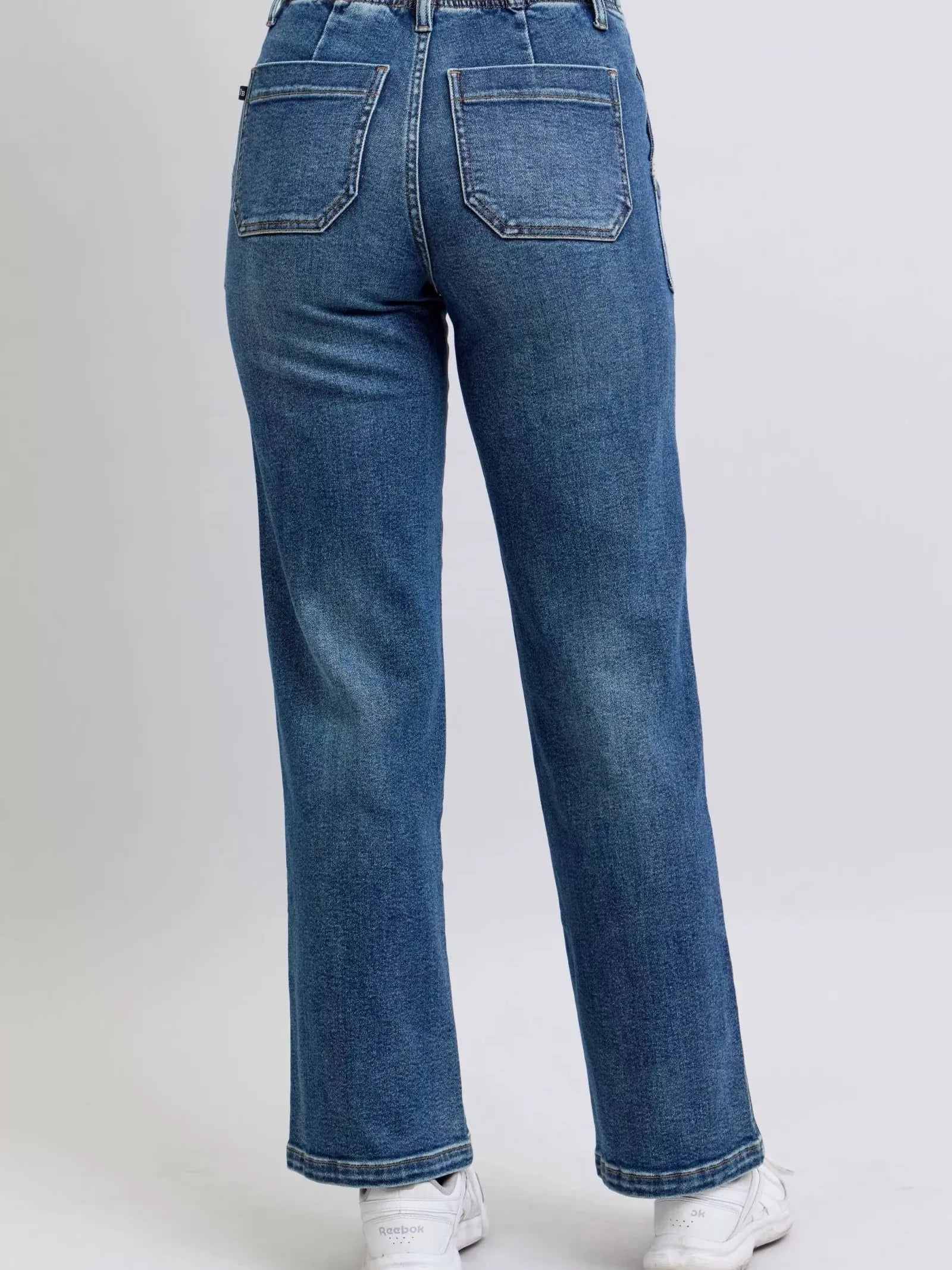 Judy Blue Draw the Line Drawstring Straight Jeans with Pockets-Women's Jeans-Shop Z & Joxa