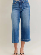 Judy Blue Dreamstone Mid Rise Wide Leg Cropped Jeans-Women's Jeans-Shop Z & Joxa