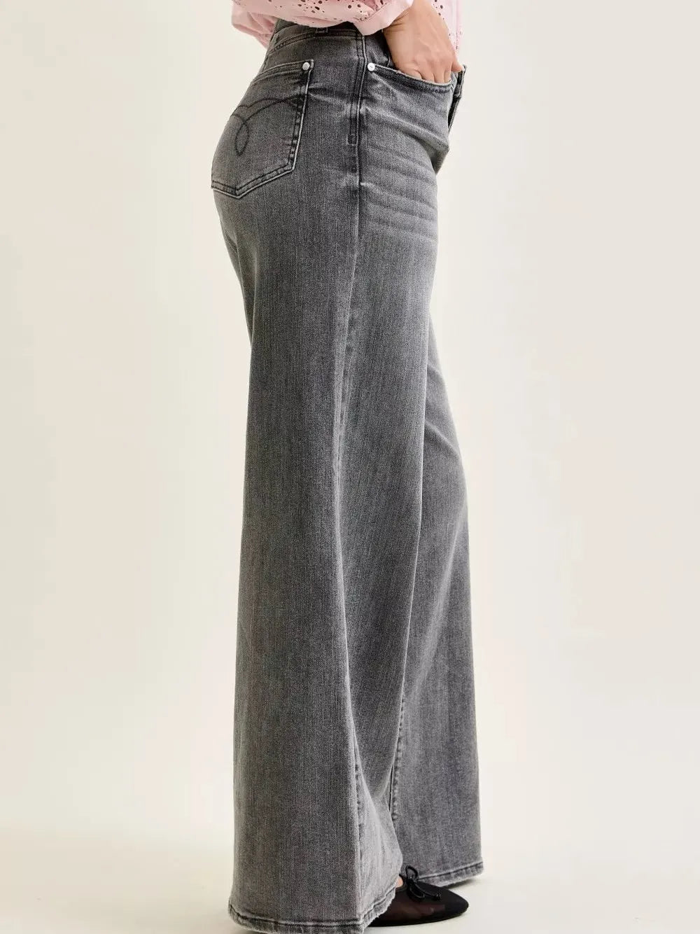 Judy Blue Drift Away Midrise Palazzo Jeans w/ Split Back Yoke-Women's Jeans-Shop Z & Joxa
