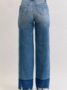 Judy Blue Edge Appeal 2 Tone Raw Hem High Waist Straight Jeans-Women's Jeans-Shop Z & Joxa