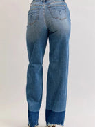 Judy Blue Edge Appeal 2 Tone Raw Hem High Waist Straight Jeans-Women's Jeans-Shop Z & Joxa