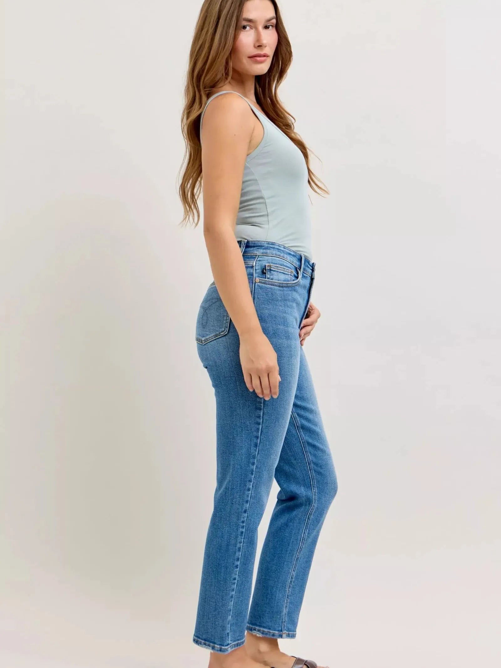 Judy Blue Everyday Straight High-Waisted Straight Ankle Jeans-Women's Jeans-Shop Z & Joxa