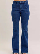 Judy Blue Falling for Flare Highrise Patch Pocket Flare Jeans-Women's Jeans-Shop Z & Joxa