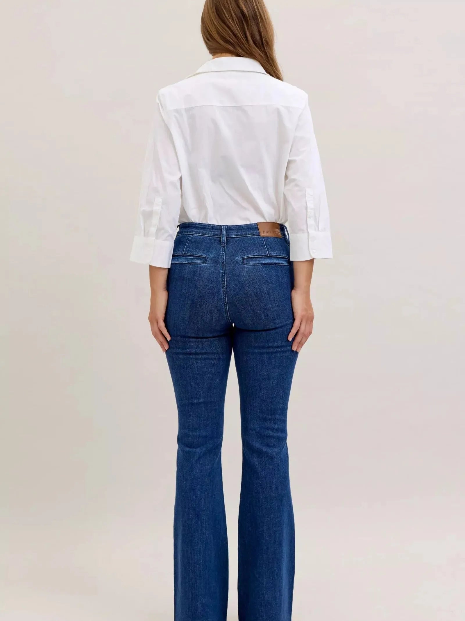 Judy Blue Falling for Flare Highrise Patch Pocket Flare Jeans-Women's Jeans-Shop Z & Joxa