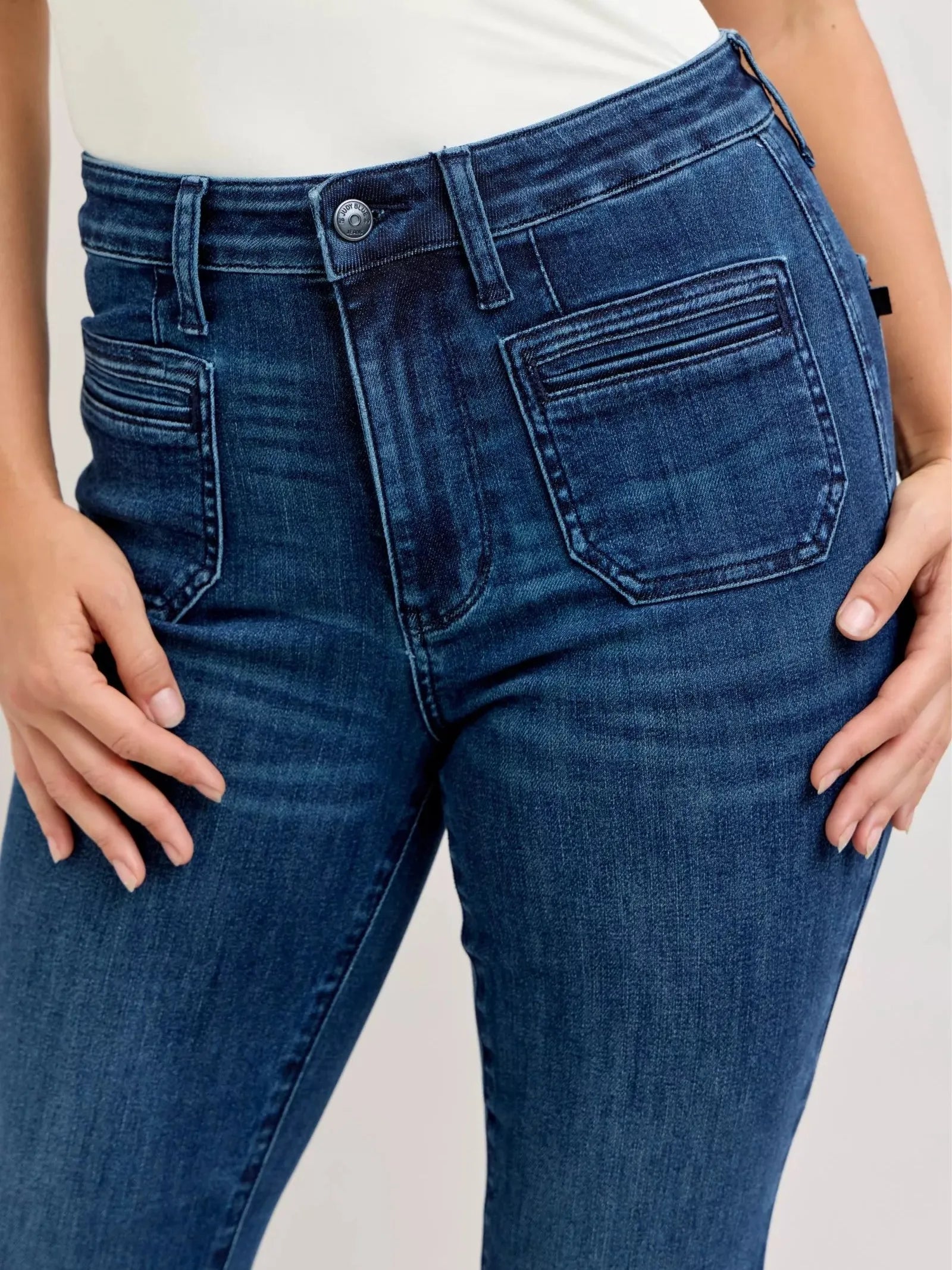 Judy Blue Flare Forward Highrise Flare Jeans with Front Pockets-Women's Jeans-Shop Z & Joxa