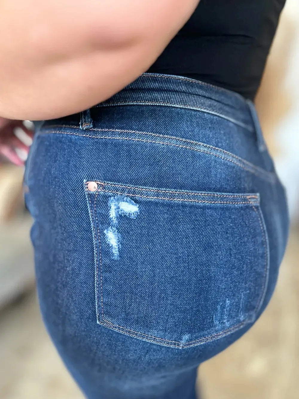 Judy Blue HeartBreaker Distressed High Rise Straight Jeans-Women's Jeans-Shop Z & Joxa