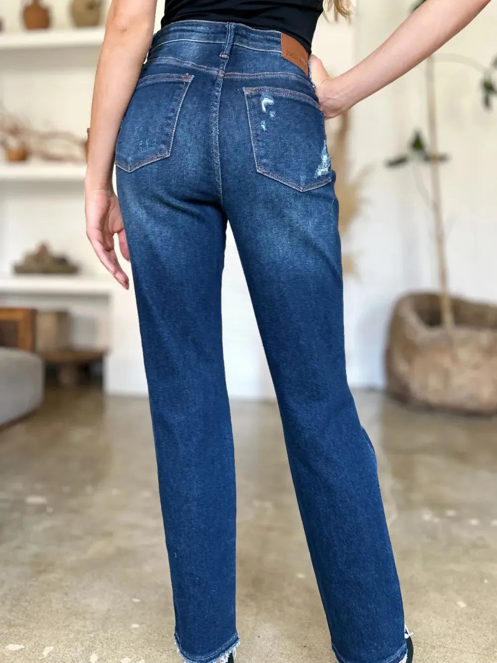 Judy Blue HeartBreaker Distressed High Rise Straight Jeans-Women's Jeans-Shop Z & Joxa