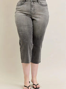 Judy Blue Keep It Cool Wide Leg High Rise Crop Jeans-Women's Jeans-Shop Z & Joxa