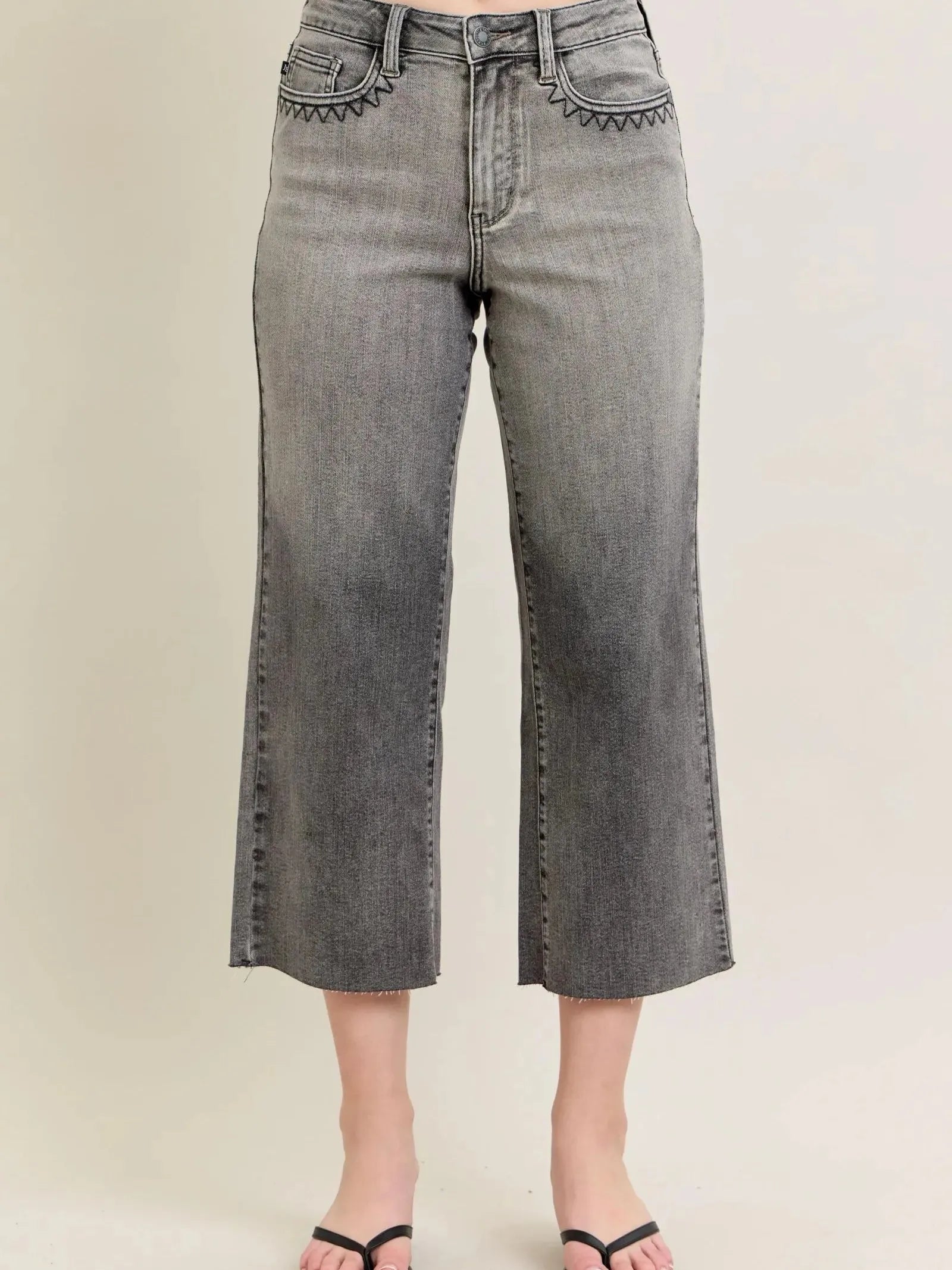 Judy Blue Keep It Cool Wide Leg High Rise Crop Jeans-Women's Jeans-Shop Z & Joxa