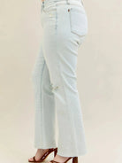 Judy Blue Lighthearted Distressed Frayed Hem Bootcut Jeans-Women's Jeans-Shop Z & Joxa