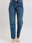 Judy Blue Magic Release Hem Mid-Rise Jeans in Dark Stone-Women's Jeans-Shop Z & Joxa