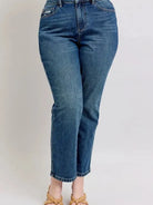 Judy Blue Magic Release Hem Mid-Rise Jeans in Dark Stone-Women's Jeans-Shop Z & Joxa