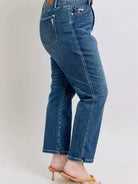 Judy Blue Magic Release Hem Mid-Rise Jeans in Dark Stone-Women's Jeans-Shop Z & Joxa