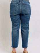 Judy Blue Magic Release Hem Mid-Rise Jeans in Dark Stone-Women's Jeans-Shop Z & Joxa