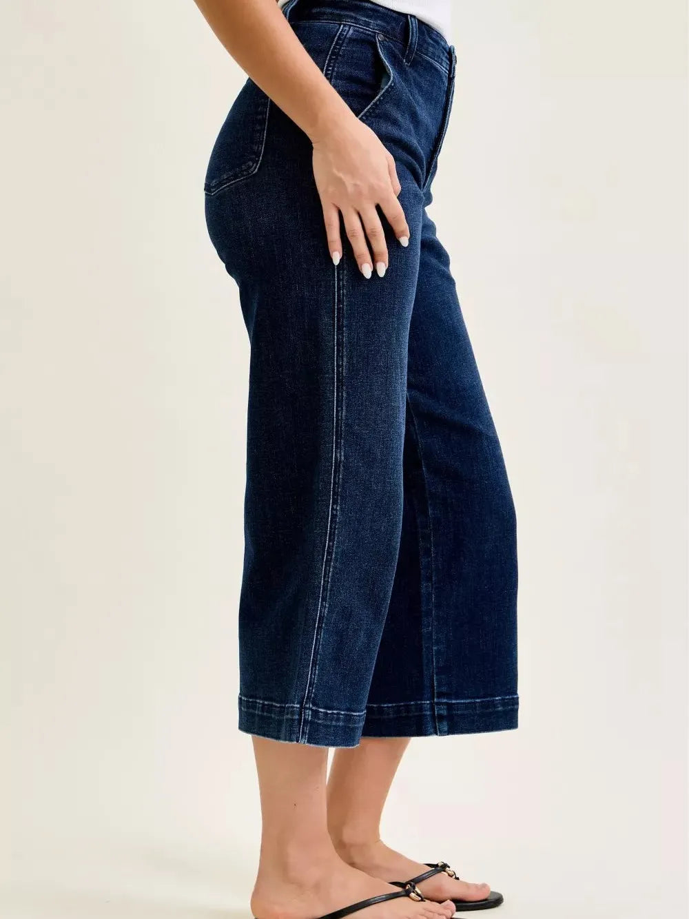 Judy Blue Midnight Blue High Rise Wide Leg Ankle Jeans-Women's Jeans-Shop Z & Joxa