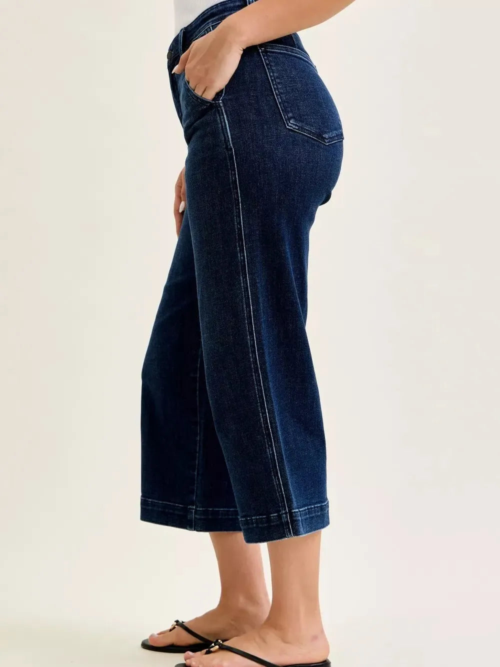 Judy Blue Midnight Blue High Rise Wide Leg Ankle Jeans-Women's Jeans-Shop Z & Joxa