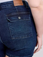 Judy Blue Midnight Flap High Rise Back Flap Pocket Denim Shorts-Women's Shorts-Shop Z & Joxa