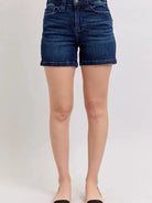 Judy Blue Midnight Flap High Rise Back Flap Pocket Denim Shorts-Women's Shorts-Shop Z & Joxa